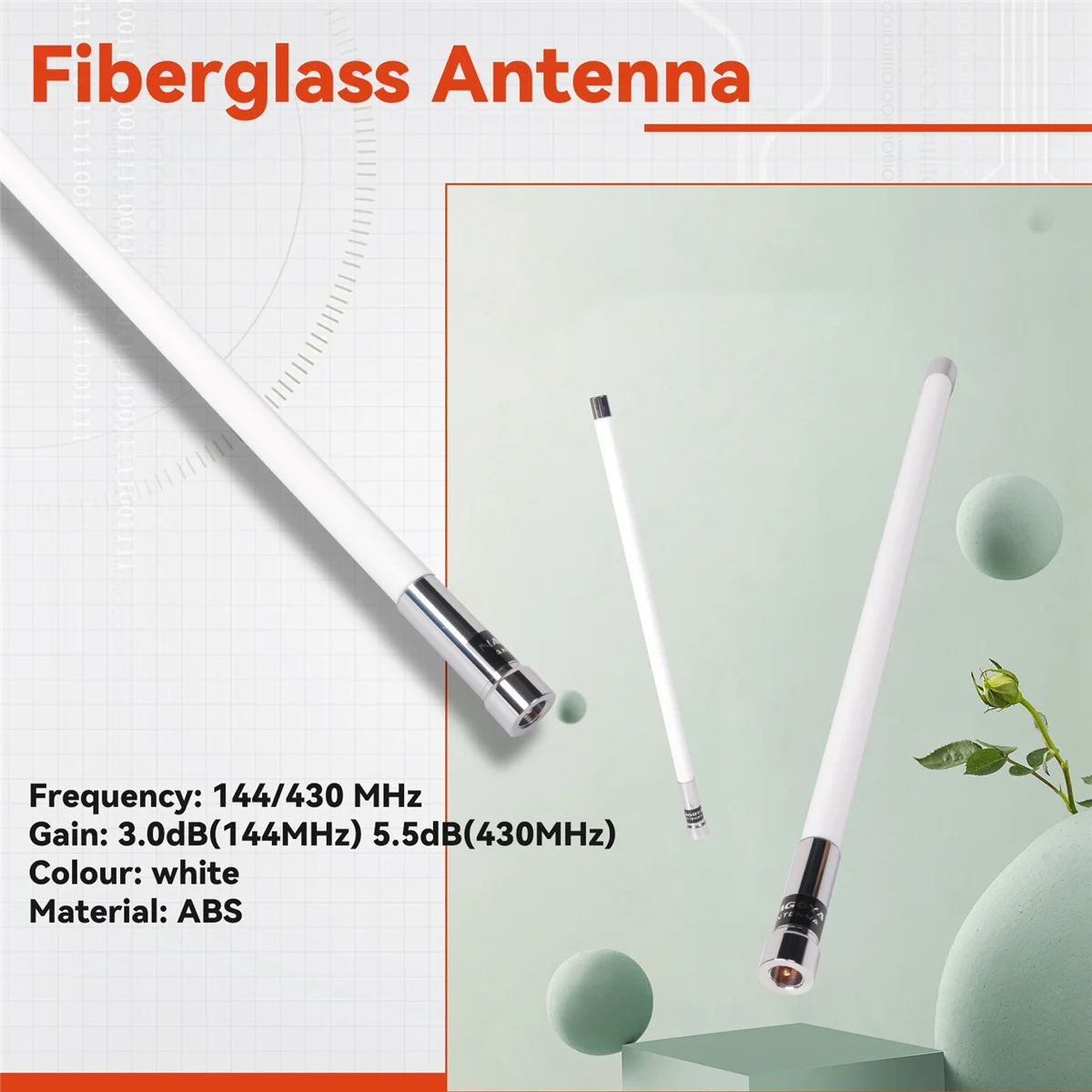 NL550 136-174/400-470MHz VHF UHF Dual Band Fiberglass Antenna YDH