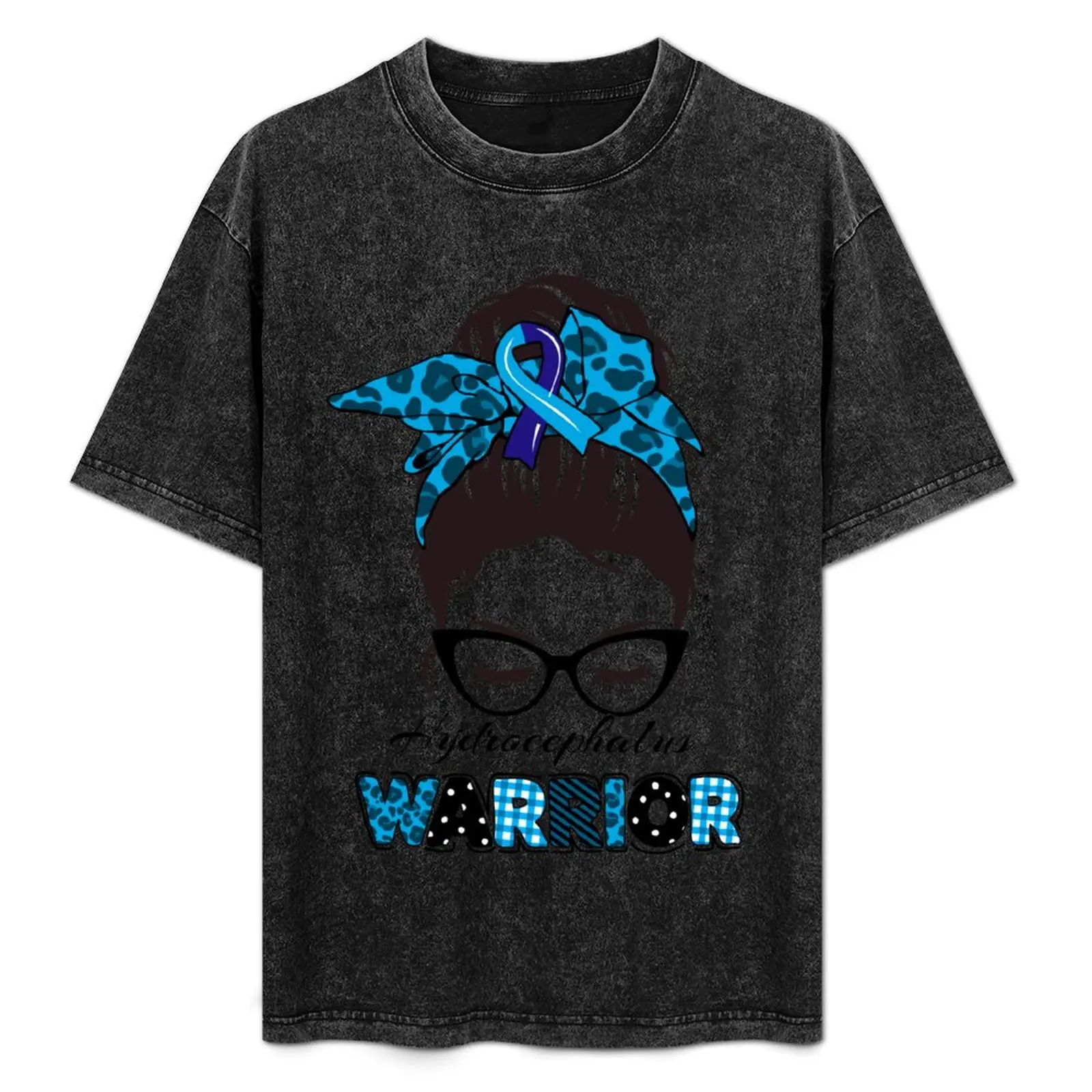 Hydrocephalus warrior messy bun girl- hydrocephalus Awareness T-Shirt cute tops plus size clothes workout shirts for men