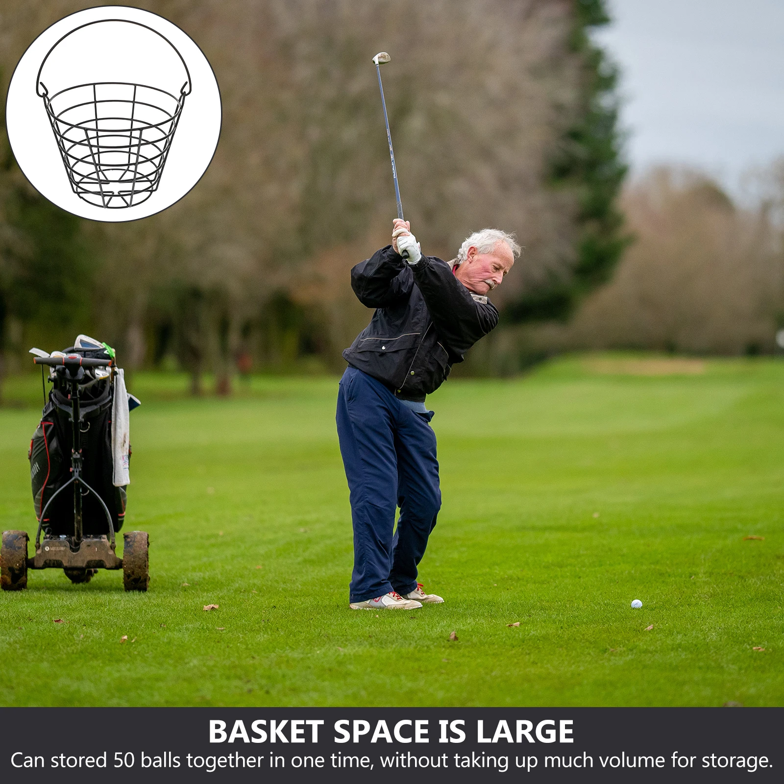 

1pc Golf Ball Basket Large Capacity Metal Golfing Ball Storage Basket Container Outdoor Golfing Balls Carrying Baskets Golfs