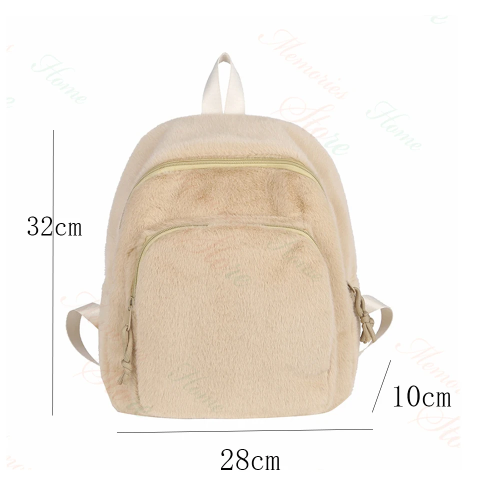 Personalized Name Solid Color Plush Bag High School Student Backpack Custom Embroidery Women\'s Autumn/Winter Commuting Backpacks