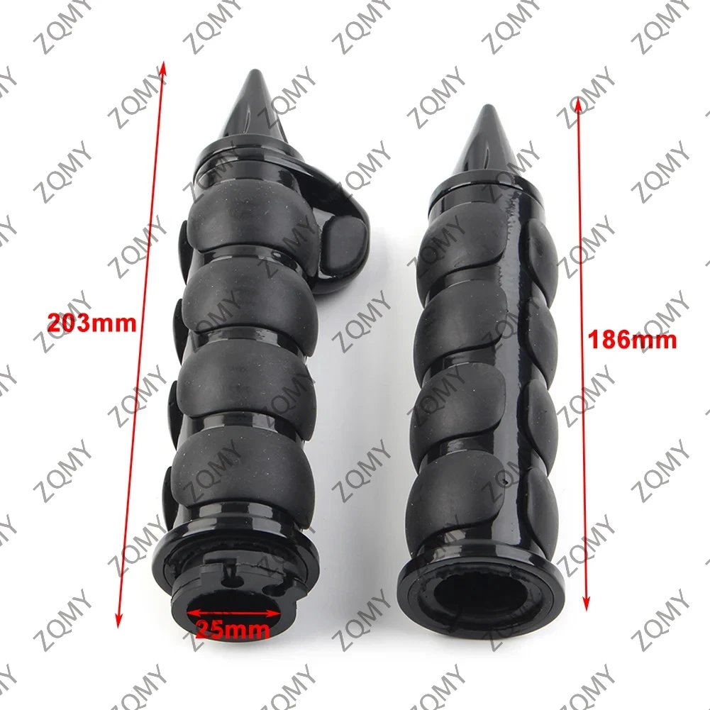 Preto Motocicleta Spike Hand Grips, adequado para Harley Chopper Bobber Cruiser Sportster, 1"