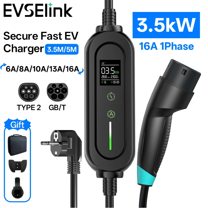

EVSELink 3.5KW Type2 GBT 16A car EV Charger Electric Vehicle Charing Plug home electric vehicle charging station
