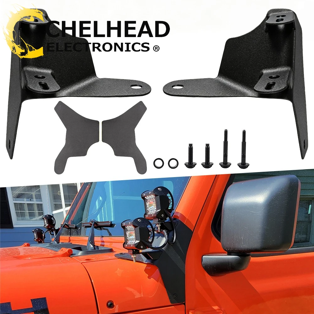 2Pcs Windshield Hinge Dual A-Pillar Light Mounting Brackets Fit for Jeep Wrangler JL 2018-2026 Gladiator JT 2020-2023