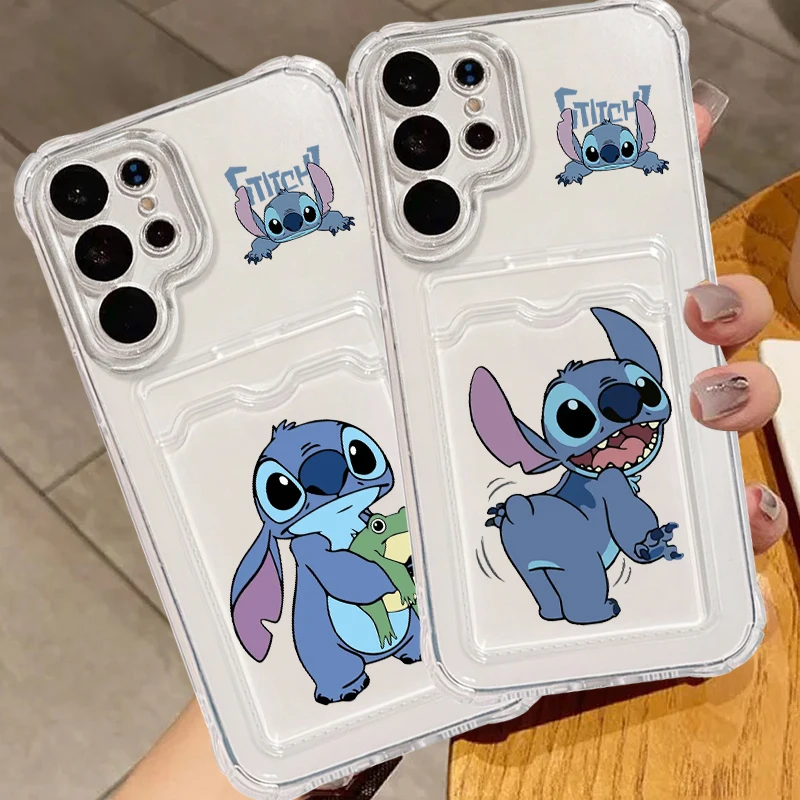 Disney Stitch Cute For Samsung A73 A72 A54 A71 A52 A53 A32 A22 A14 A13 A23 5G Photo Card Bag Transparent Soft Phone Case