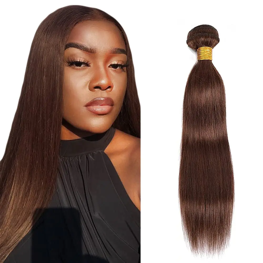 Em linha reta pacotes de cabelo humano brasileiro em linha reta 1/3/4 pacotes 10a 100% remy marrom cor do cabelo humano pacotes para as mulheres