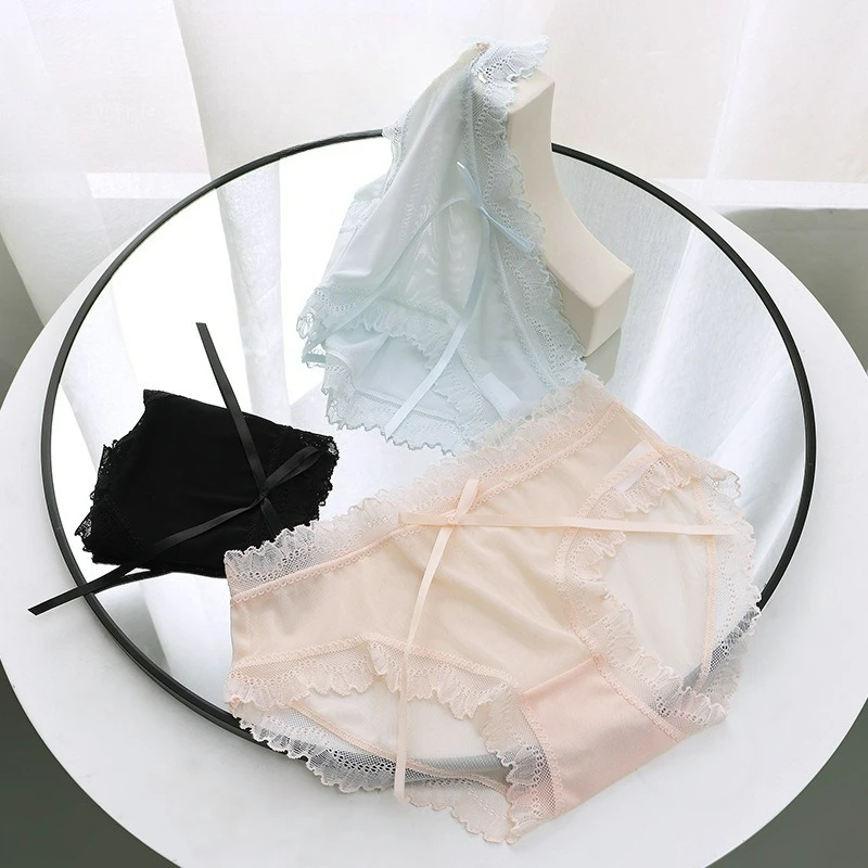 

Sexy Lace Panties for Women Mid-Waist Breathable Light Floral Edged Underwear Seamless Breathable Comfortable Summer Briefs