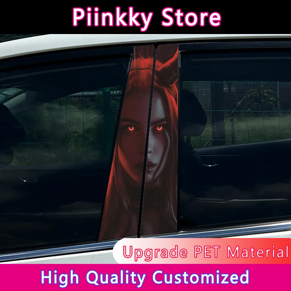 Gothic Nun Sister Cool Girl Auto B Pillar Waterproof Car Stickers Center Column Decoration Cover Scratches DIY Sunscreen Decals