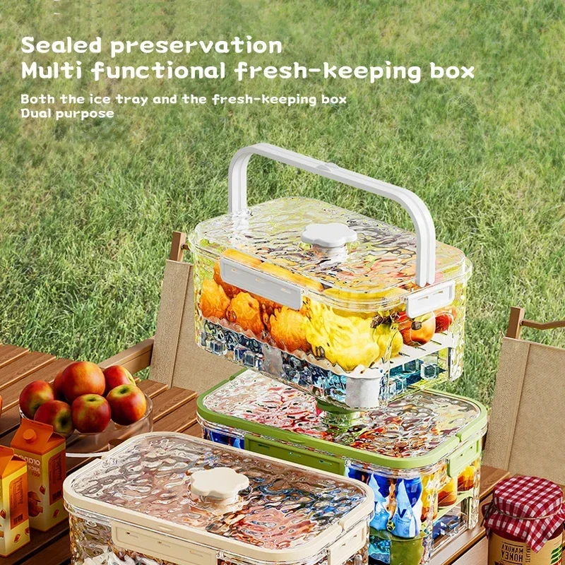 

Outdoor Portable Homemade Frozen Ice Cubes Portable Fruit Preservation Box Storage Compartment Household Refrigerator StorageBox