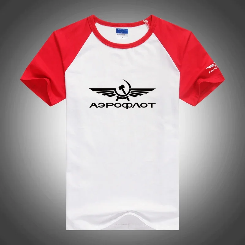 2024 Aeroflot Aviation Russe Pilote Aerospace New Summer CCCP Casual Tees Classic Round Neck Trendy Patchwork Short Sleeved Tops