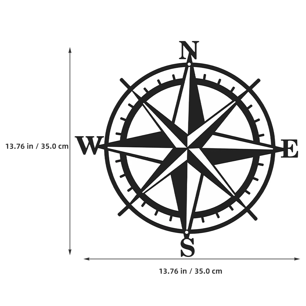 

Creative Iron Compass Wall Decor Ornament for Home Office Bedroom Fence Decoration Hollow Metal Pendant Craft Art Outdoor Indoor