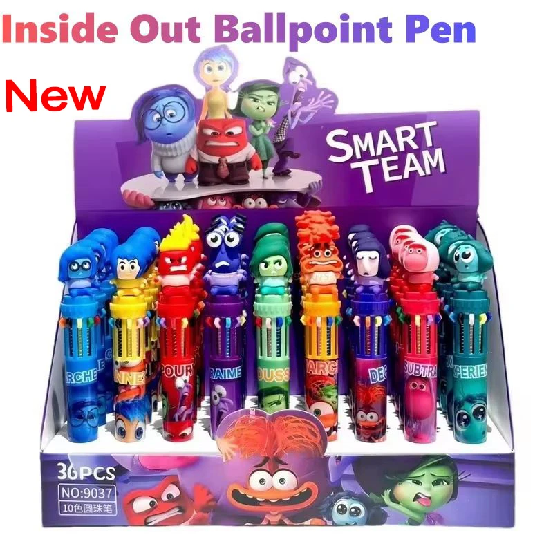 36pcs/Box Disney Cartoon Inside Out Doll 10 Colors Ballpoint Pen Cute Gel Pen Student Supplies Stationery Wholesale Kids Gifts