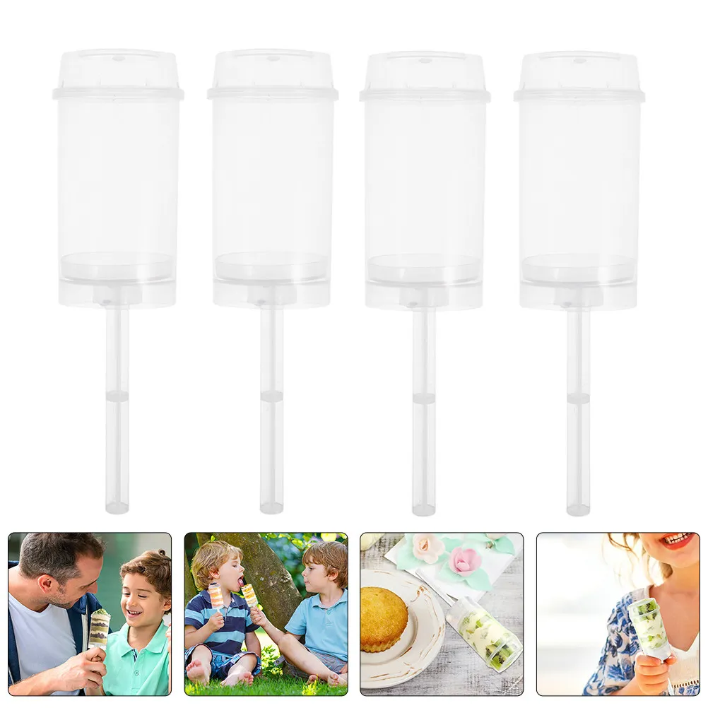 60Pcs Push Up Cake Pop Containers Transparent Leakproof Push Pops Cup Cake Storage Tube Holder Reusable Clear Dessert Holder