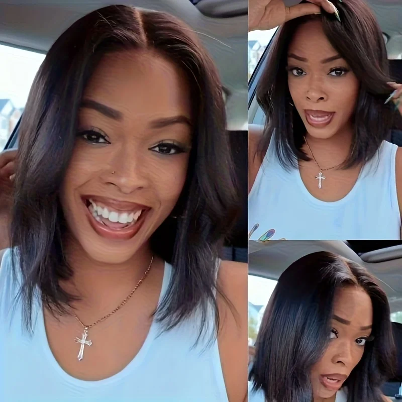 

Бесшовные парики из натуральных волос, предварительно прорезанные и подготовленные к использованию, 16 дюймов, 5x5, готовые к носке, прямые, с кружевной передней частью, натуральный черный цвет