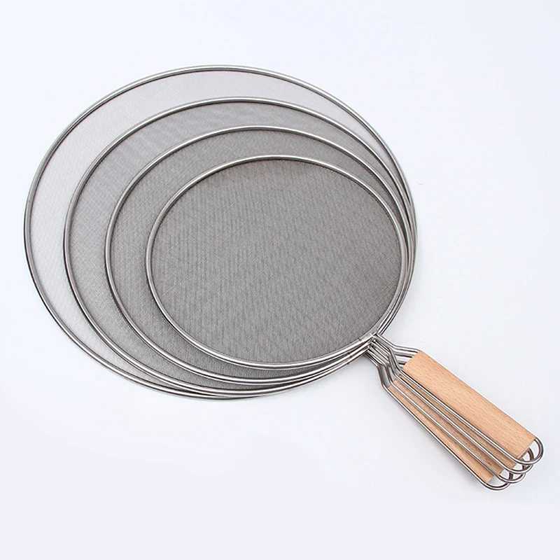 Kitchenware Stainless Steel Splatter Screen Mesh Pot Lid Cover Oil Frying Pan Lid Cooking Tools Four Sizes