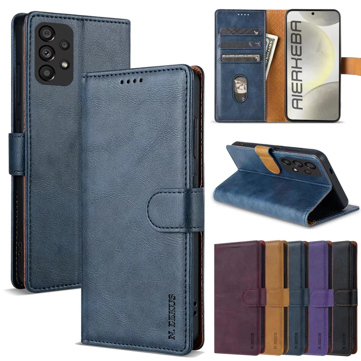 Flip Ledertasche für Samsung Galaxy A55 A15 A35 A25 A17 A16 A56 A36 A14 A34 A54 A13 A23 A33 A53 A52 A72 A32 A12 5G Wallet Cover