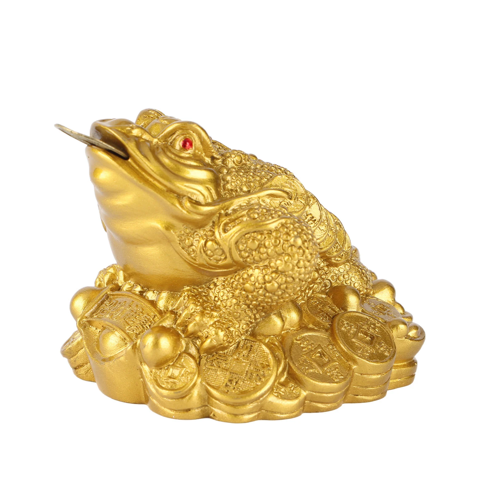 Rana de dinero de resina, decoración de Feng Shui chino dorado, riqueza, dinero de la suerte, moneda, Sapo, escritorio de casa, decoración de oficina