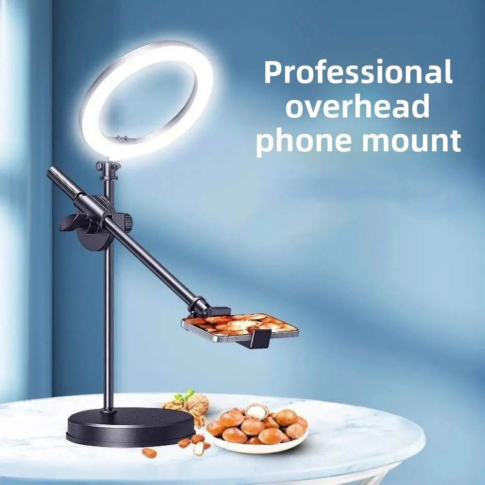 

Lighting Bracket Telescopic Phone Stand Overhead View Adjustable Height Folding Phone Stand Metal Stable Base