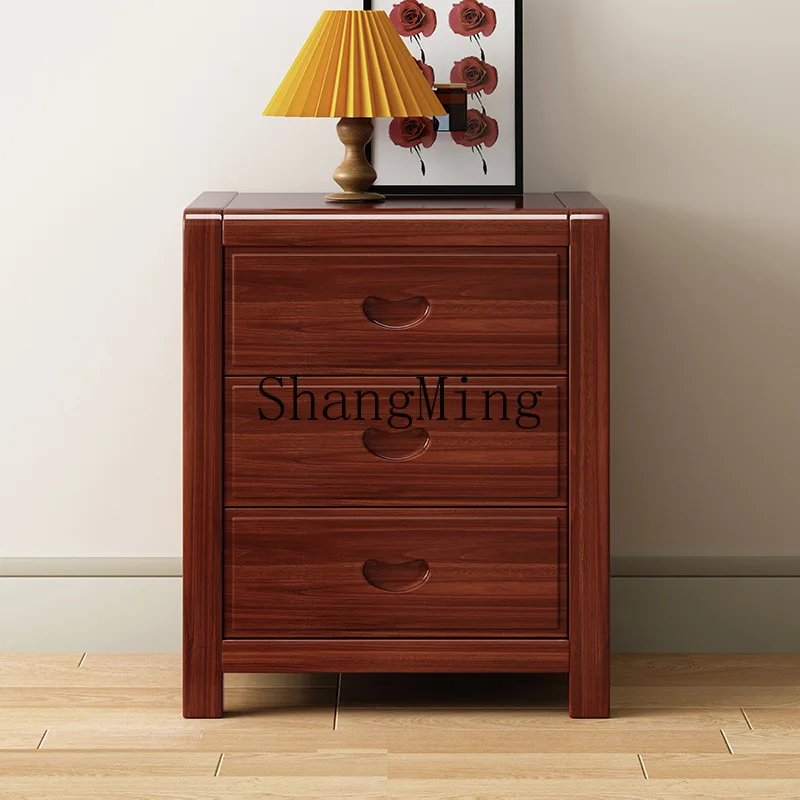 SM wood three-drawer bedside table modern simple bedroom storage cabinet bedside luxury storage cabinet