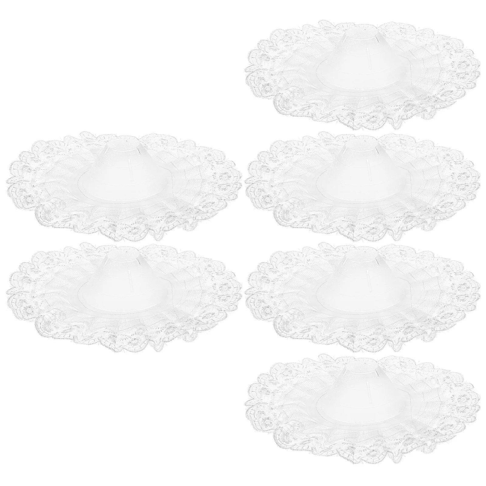 

6pcs Bouquet Holders Lace Hat Bouquet Supplies Lace Hat Floral Bride Wedding Supplies Plastic DIY AccessoryBridal