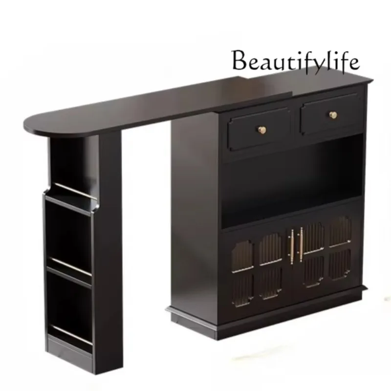 BJ Medieval Solid Wood Dining Side Cabinet, Sofa Back Mountain Cabinet, Bar Table, Household Storage, Tea Side Cabinet