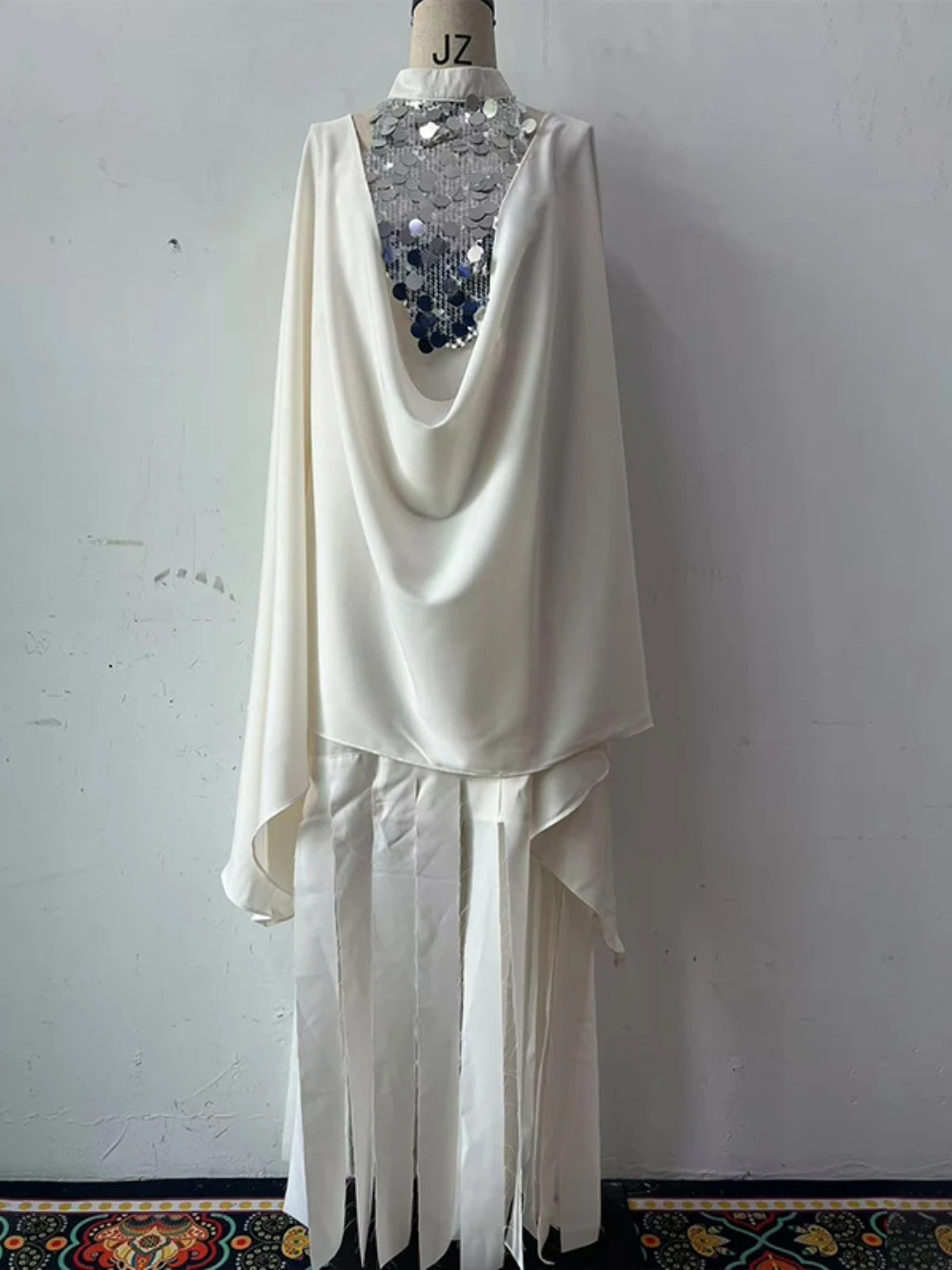 فستان سهرة دبي مقاس كبير باللون الأبيض، فستان حفلات أنيق بأكمام قصيرة، فستان قفطان أنيق بشراشيب للحفلات النسائية #3