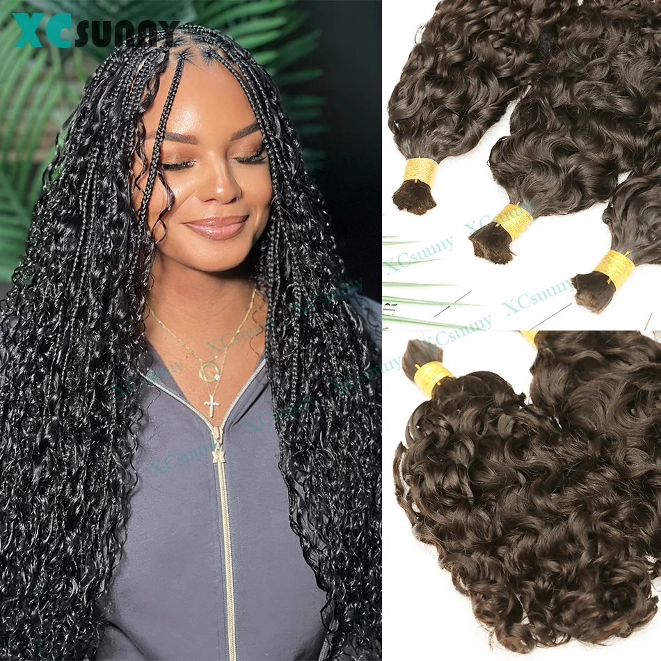 BULK Human Hair Water WAVE BULK Braiding Hair Extensions ผมหยิกสําหรับ Boho Braids Human Hair Bundles วาดคู่ขายส่ง