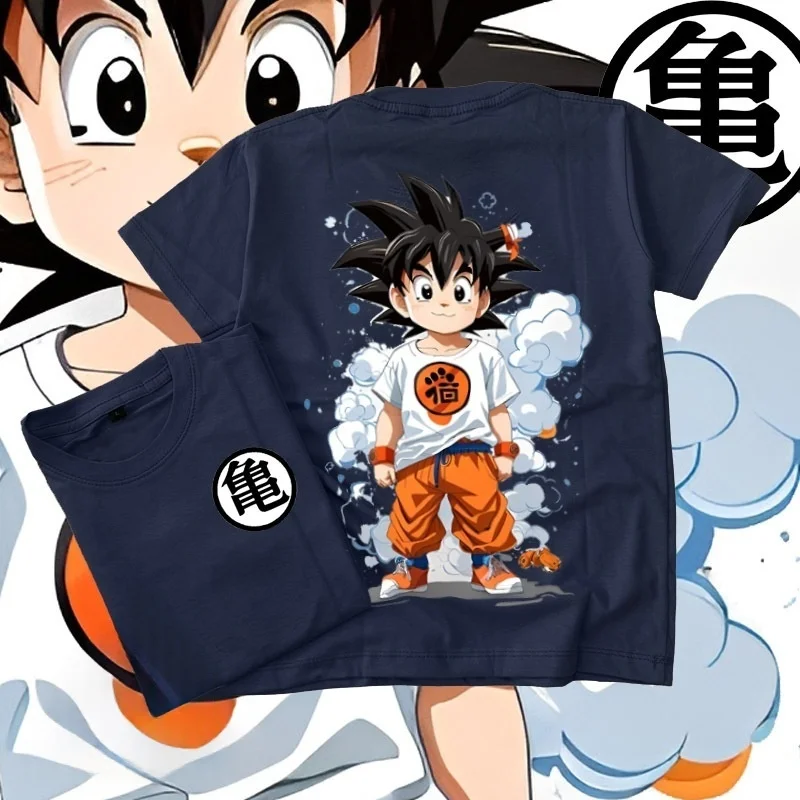 

2026 Spring Summer Dragon Ball Vintage Cotton Oversized T-Shirt Sweating Breathable Men's Kid'sT-shirt Japanese Anime Casual Tee