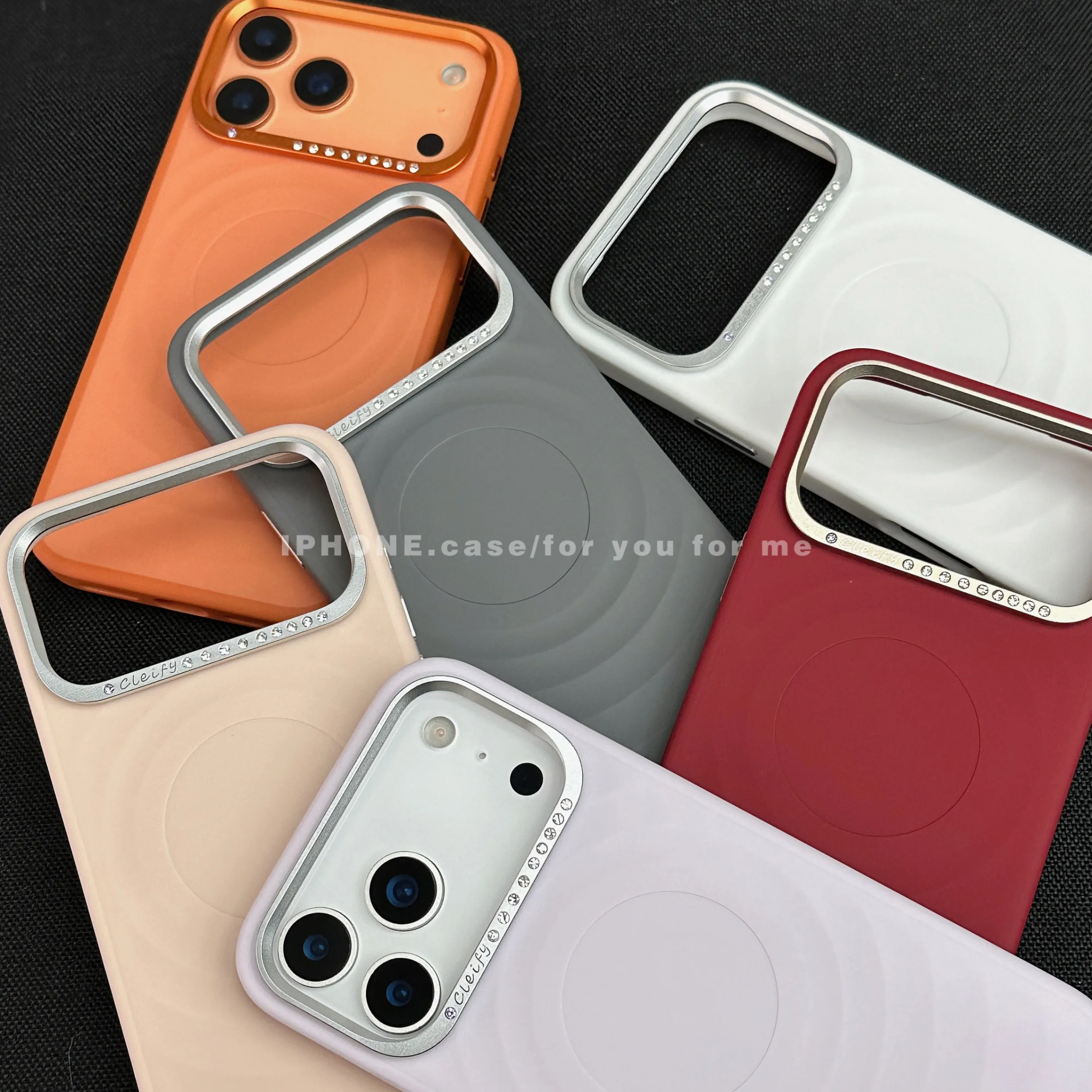 

Wavy Rhinestone Solid Case for iPhone 17 Pro Max/16 Pro Max, Full Protection, Shockproof, Stylish Luxury Cover