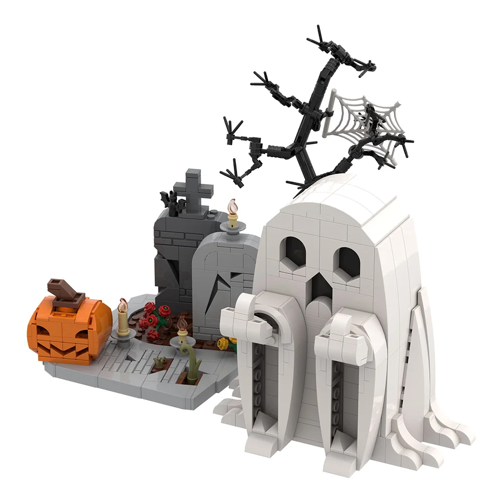 Klocki Gobricks MOC Halloween Duch Palce Potwór Model Świąteczny Dowcip Klocki DIY Zabawka do Składania Prezent dla Dzieci