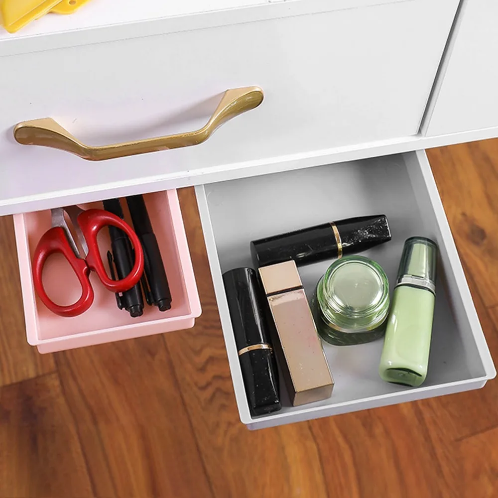 Self Adhesive Under Desk Drawer Extra Large Security Punch Free Storage Box Hidden Design Large Capacity Pencil Tray Drawer