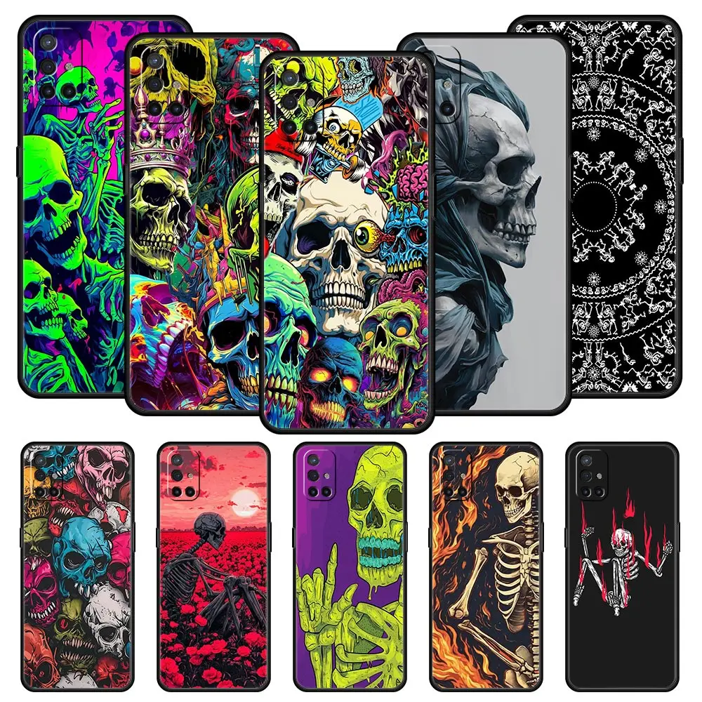 Funda de Teléfono para Oneplus 13R 13 12 10T 11 R10 Nord N100 N200 N10 9 9R CE 2 3 Z Pro Lite 5G, Funda Protectora de TPU Suave con Diseño de Esqueleto y Calavera