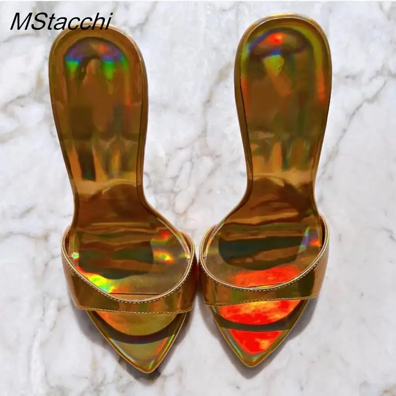 Laser Dazzling Color Sandals For Women Slippers Summer Star Style Very High Heel Shoes Peep Toe Ladies Stiletto Sandals 2026
