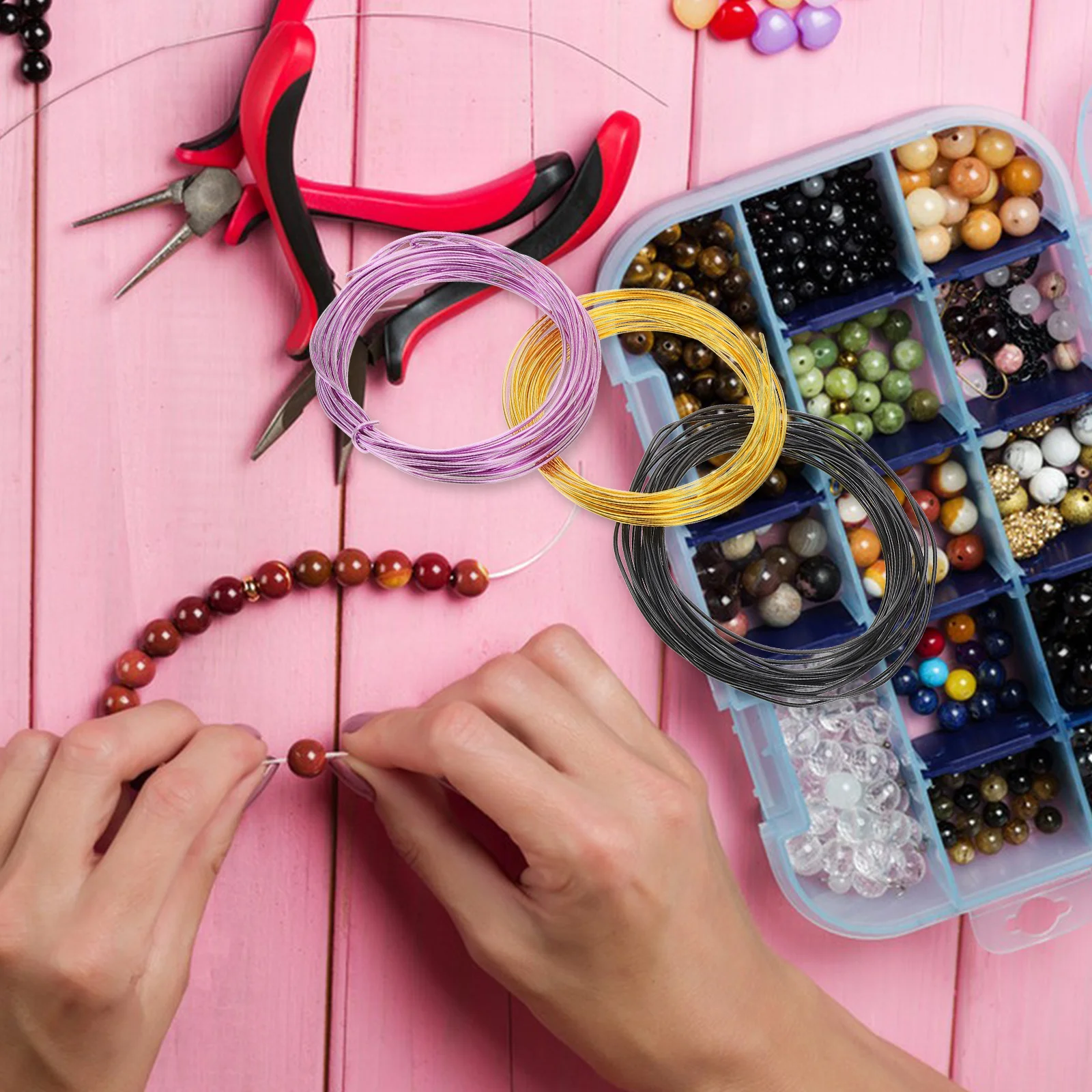 6 قطعة سلك ألومنيوم ملون 1.5 مللي متر مرنة دائم صياغة سلسلة معدنية Diy بها بنفسك صنع المجوهرات إكليل الأزهار النحت النمذجة #4