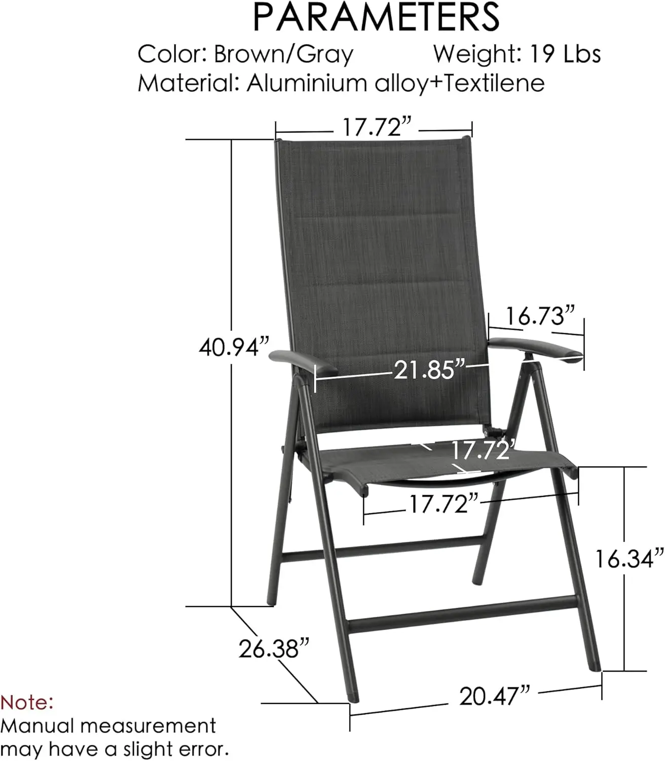 Coolmen 2-Pack Outdoor Patio Dining Chair Set - Breathable Textilene Padded, Foldable Deck Chairs for Outdoor Patio (Gray)