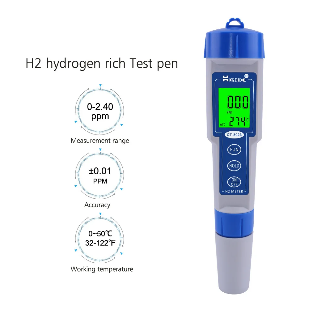 

CT-8023 Portable Negative Potential Test Pen Hydrogen-rich Water Quality Test Pen Temperature Detector with Backlight