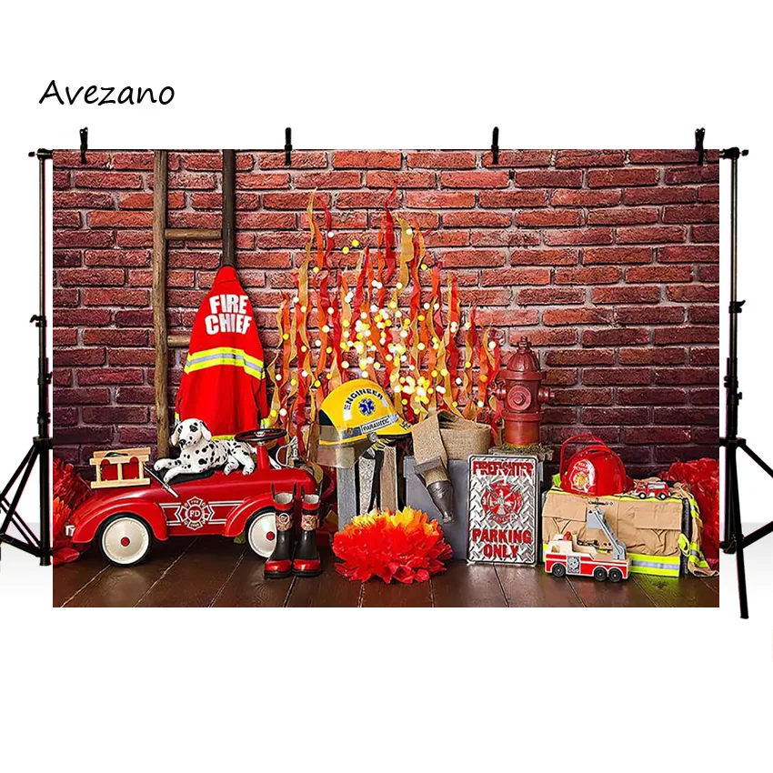 Avezano Cake Smash Photography Background vigili del fuoco camion dei pompieri neonato compleanno ritratto sfondo Photo Studio Decor Photozone