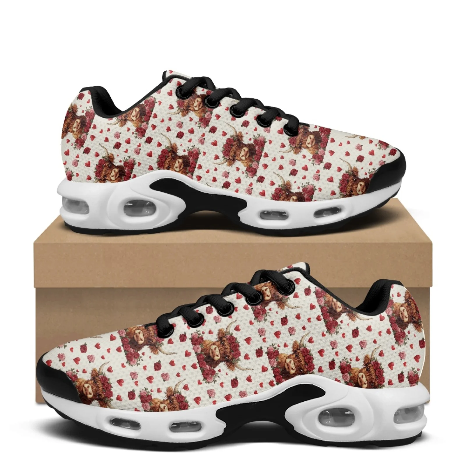 PENSTROLL Calf and Rose Pattern Breathable Tennis Shoes for Men Casual Workout, Non Slip Walking Shoes