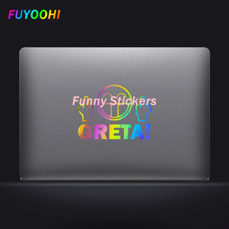 FUYOOHI Play Stickers Smiling Face GRETA Middle Finger Car Sticker Window Decoration Home Decor Sticker Gifts Car Accessories