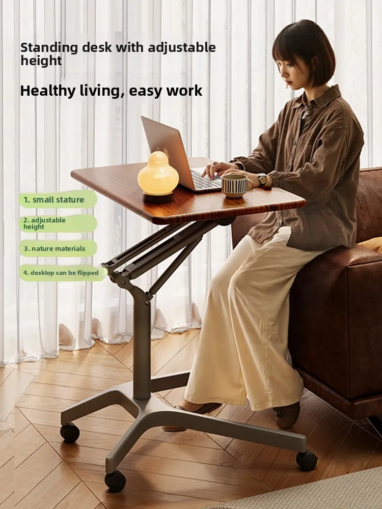 LH mobile lifting table foldable living room solid wood workbench bedside table