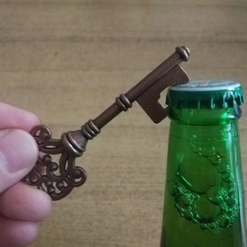 Key Shaped Bottle Opener Keychain Zinc Alloy Copper Silver Keyring Beer Bottle Can Opener Unique Gift Home Kitchen Accessories