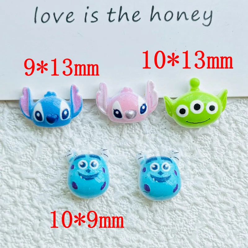 50 Pcs Cute Mini Cartoon Big Ear Monster Resin Figurine Crafts Cabochon Ornament Jewelry Manicure Hairpin Making Accessories