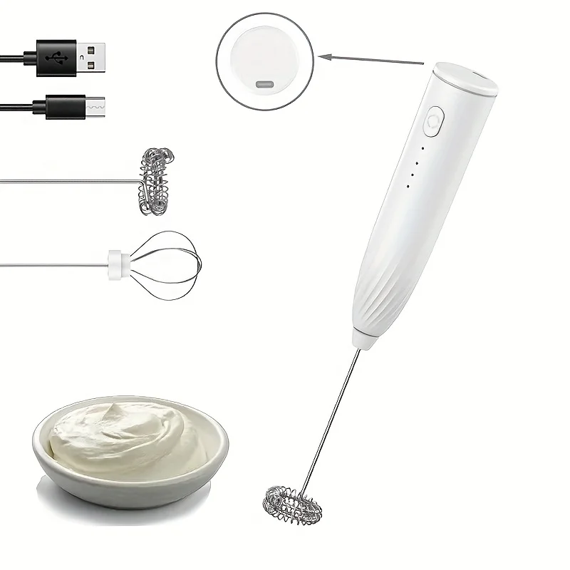 

Rechargeable Milk Frother - 3-Speed Electric Handheld Frother for Coffee, Latte, Matcha & Hot Chocolate