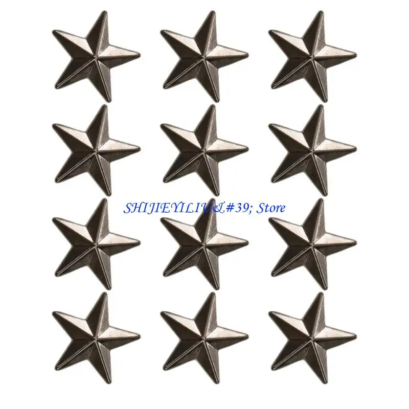 E21F 12pcs Trendy Five Pointed Star Collar Brooches Badge Retros Pin Unique Brooch for Trendsetters and Fashion Enthusiasts