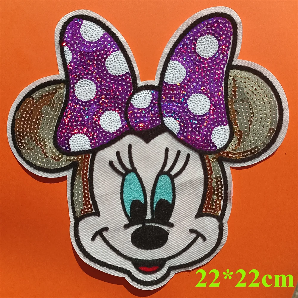 1 Piece Anime Cartoon Minnie Big Head DIY Clothes Patch Embroidery Iron Patch Clothes Hole Sticker Kids Clothing Patch Sticker