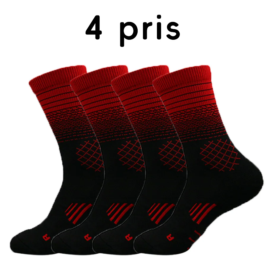 4 pairs Men\'s High Tube Professional Practical Basketball Socks Contrast towel bottom thickened shock absorption Women  football