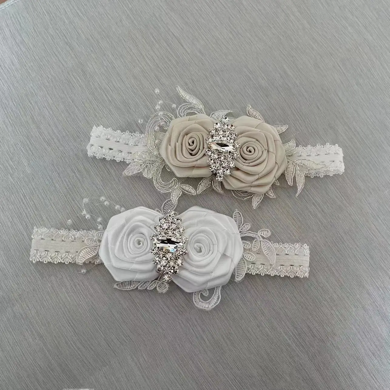 Diadema de bautismo de comunión de marfil blanco, diadema de niña de flores