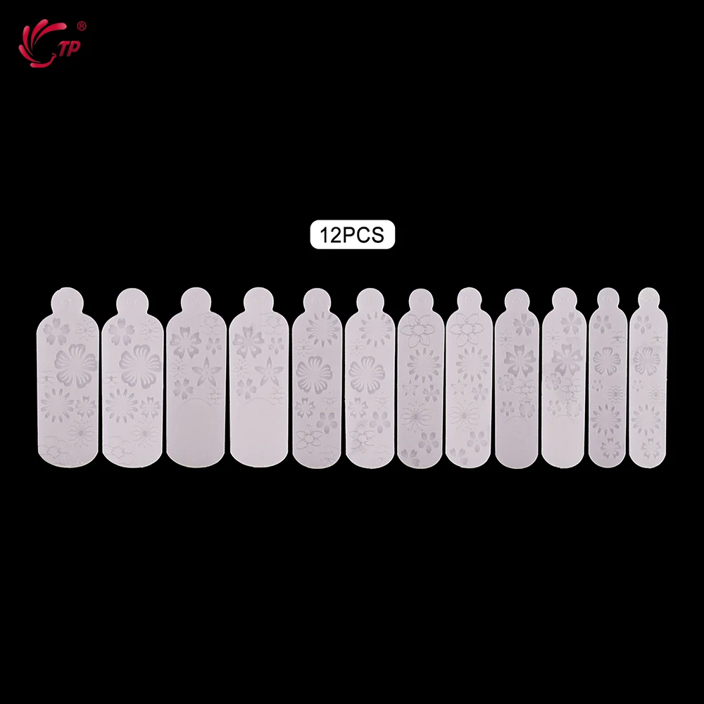 TP French Reusable 12pcs Dual Form False Nails Tips Silicone Molds for Quick Building Nail Forms Mold Soft Silicone Pads Sticker