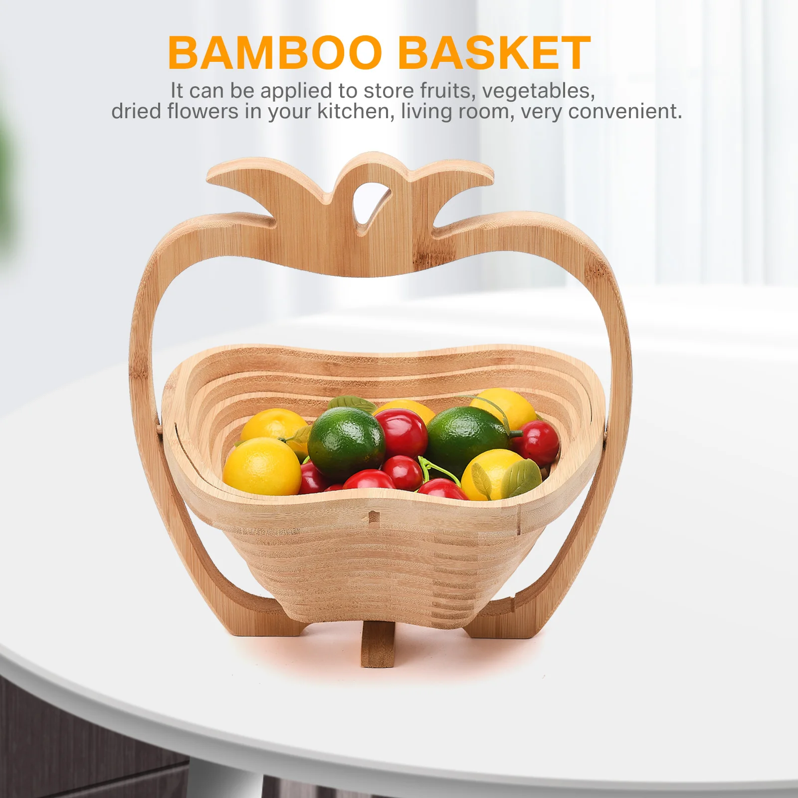 

Creative Bamboo Folding Basket, Storage Fruit Basket, Household Kitchen And Living Room Supplies