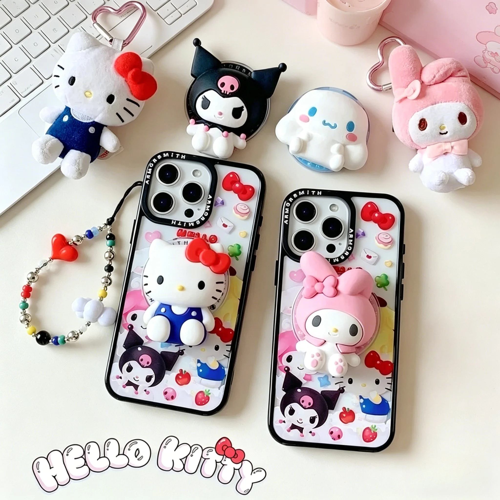

Магнитный держатель-подставка для телефона Magsafe с милыми персонажами Hello Kitty, Kuromi, My Melody для iPhone, складная беспроводная зарядная подставка