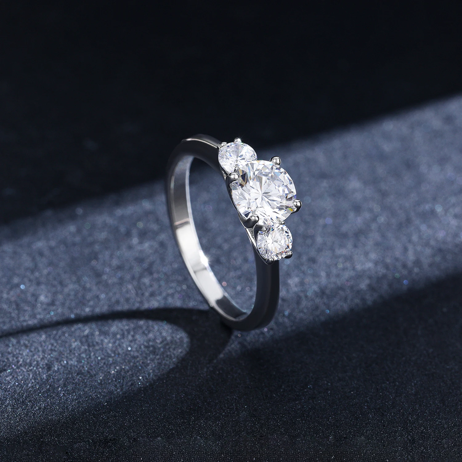 MODIAN 2 Carat 925 Sterling Silver Rings For Women Three Stones Zircon Simulated Diamond Wedding Engagement Band Fine Jewelry